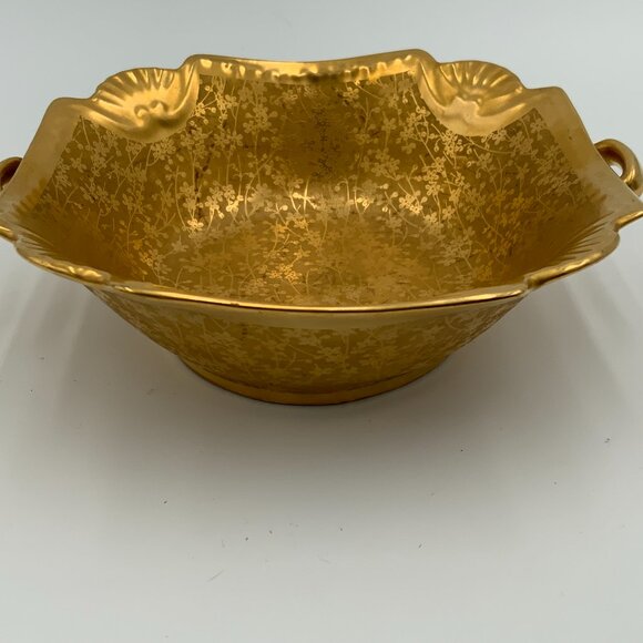VINTAGE PICKARD CHINA FLORAL GOLD BOWL DOUBLE HANDLES - Picture 8 of 12